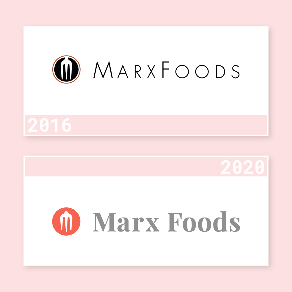 old vs new marx foods logo